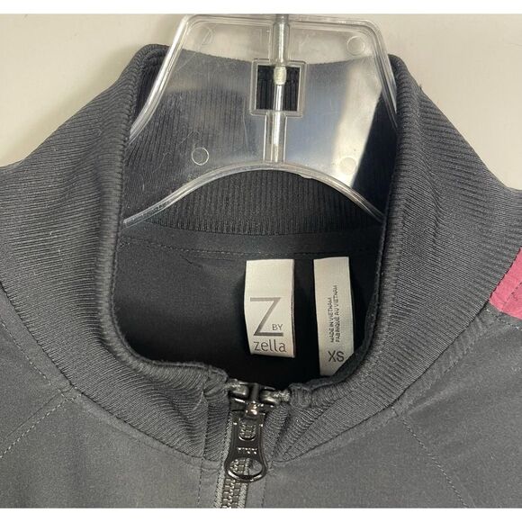 Z by Zella Womens Track Bomber Lightweight Full Zip Jacket Black Burgundy XS - Picture 8 of 16
